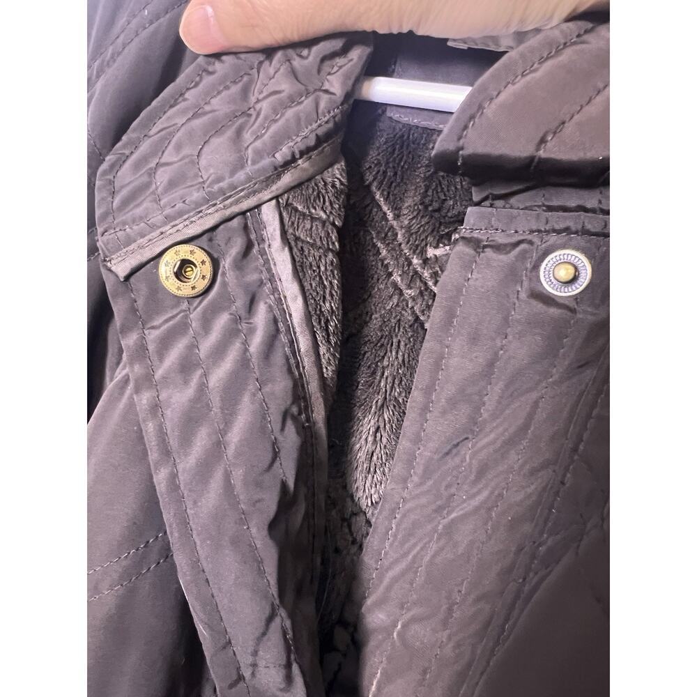 Talbots Womens Quilted Barn Jacket Petite Sz L Brown Snap Button - Picture 6 of 16